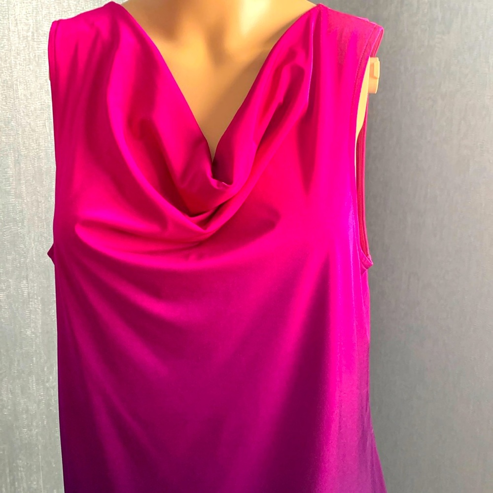 Tahari Hot Pink Draped Cowl Neck Sleeveless Camisole